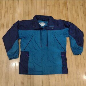 Vtg Columbia Jacket Womens 18/20 Winter Coat Colorblock Goose Down Blue READ
